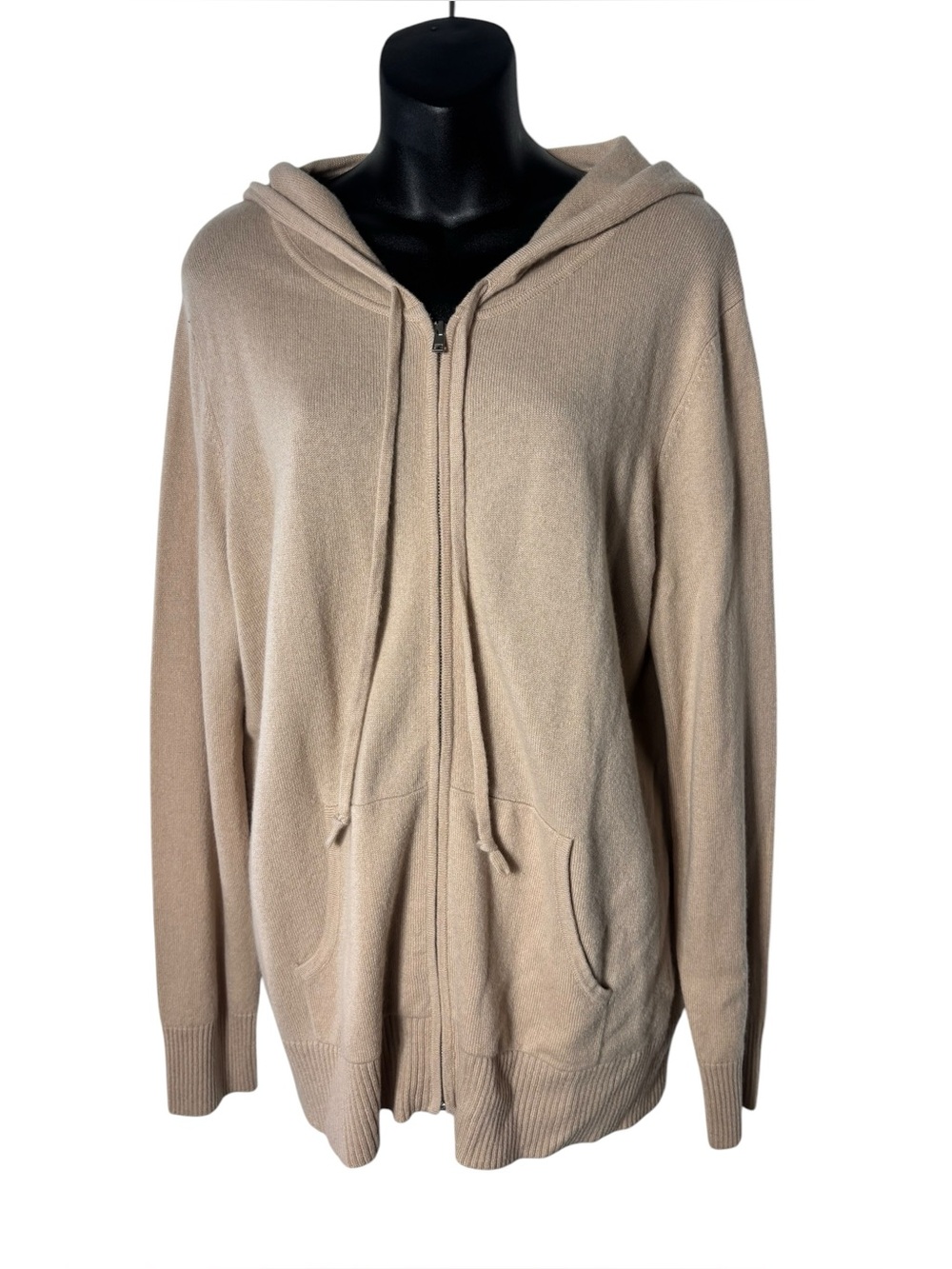 C by Bloomingdale’s women’s xl 100% cashmere cream zip up sweater capsule